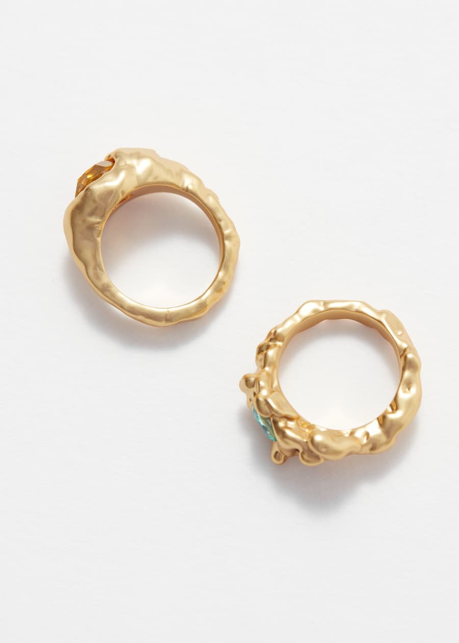 Sculpted Crystal Ring Set