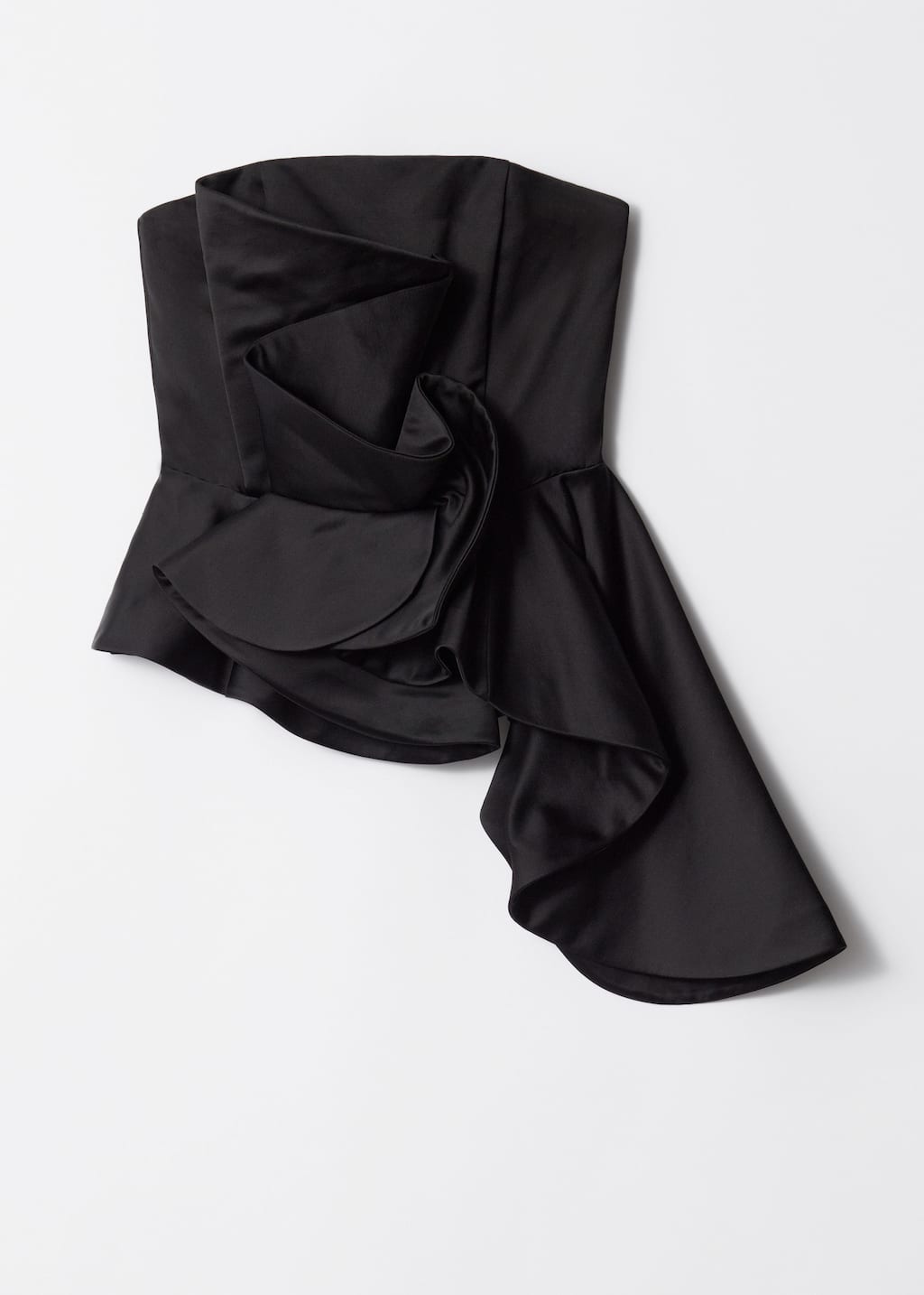 Asymmetric Ruffle Bandeau Top - Black - Tanktops & Camisoles