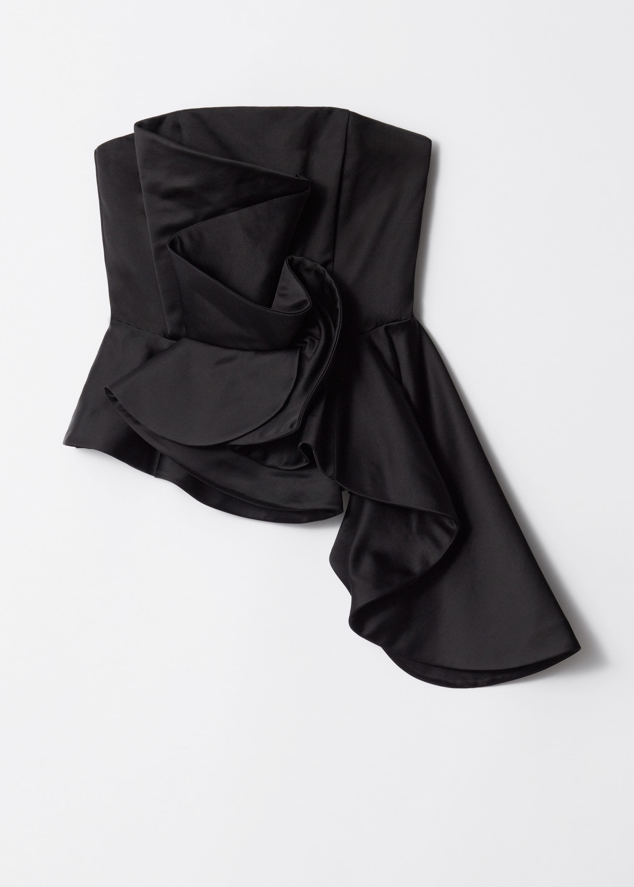 Asymmetric Ruffle Bandeau Top - Black - Still Life