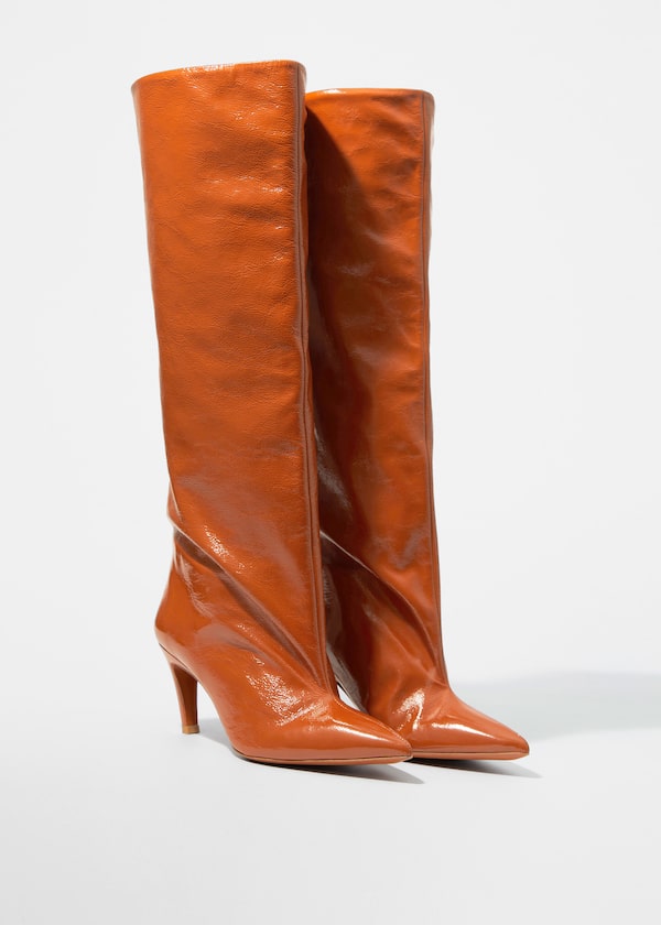Patent-Leather Knee Boots