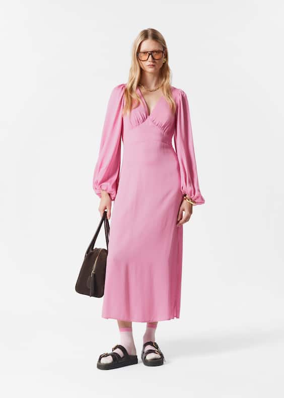 V-Neck Midi Dress