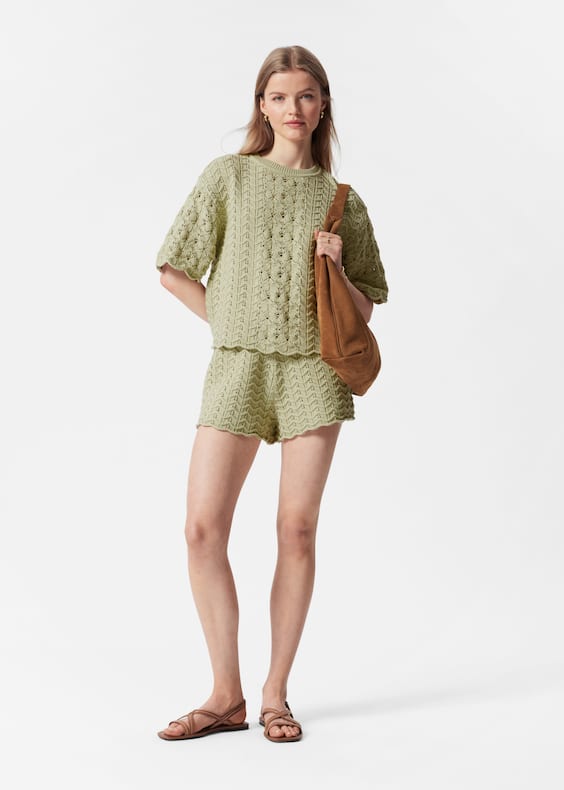 Pointelle-Knit T-Shirt