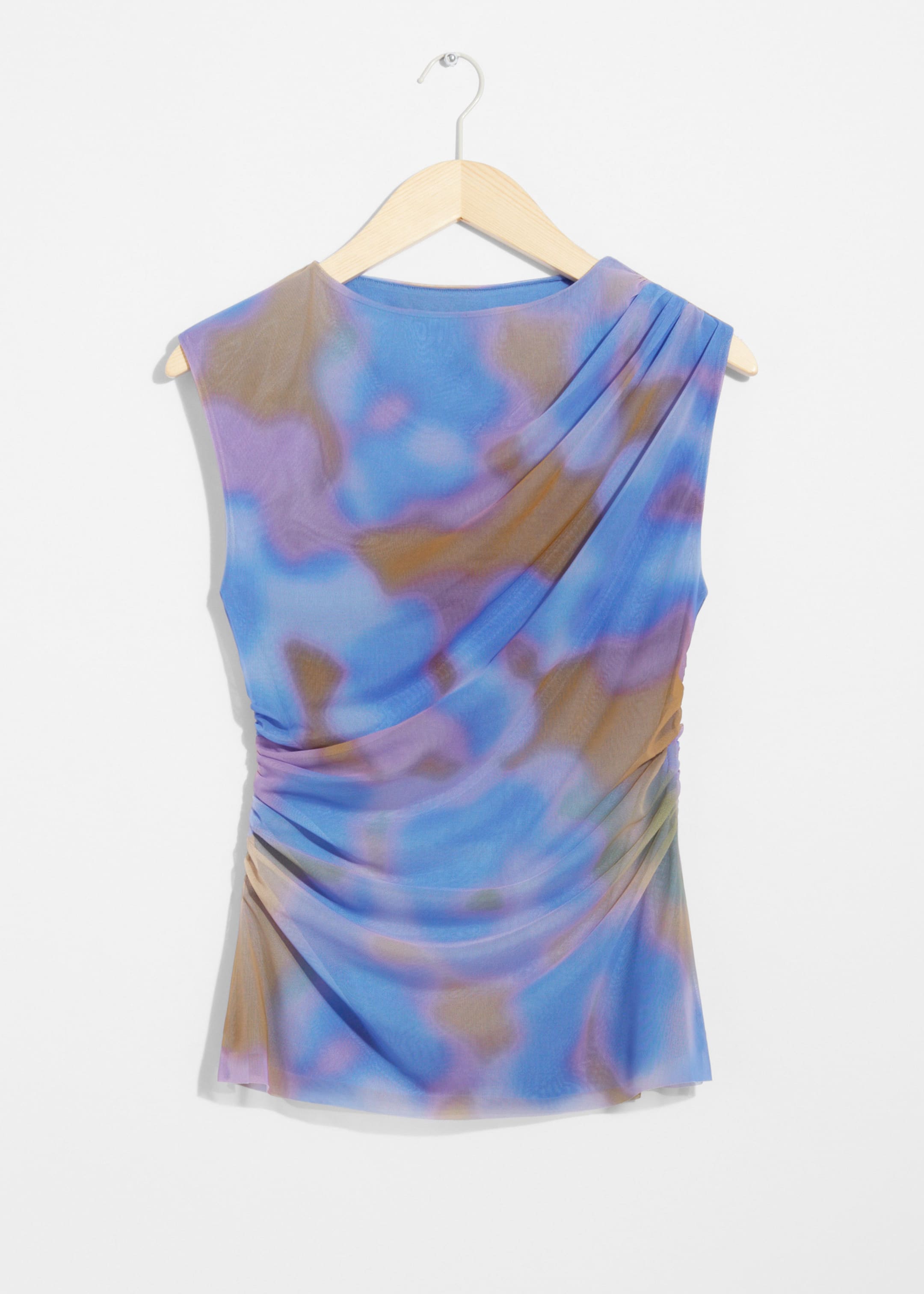 Draped Printed Top - Blue Print - Still Life