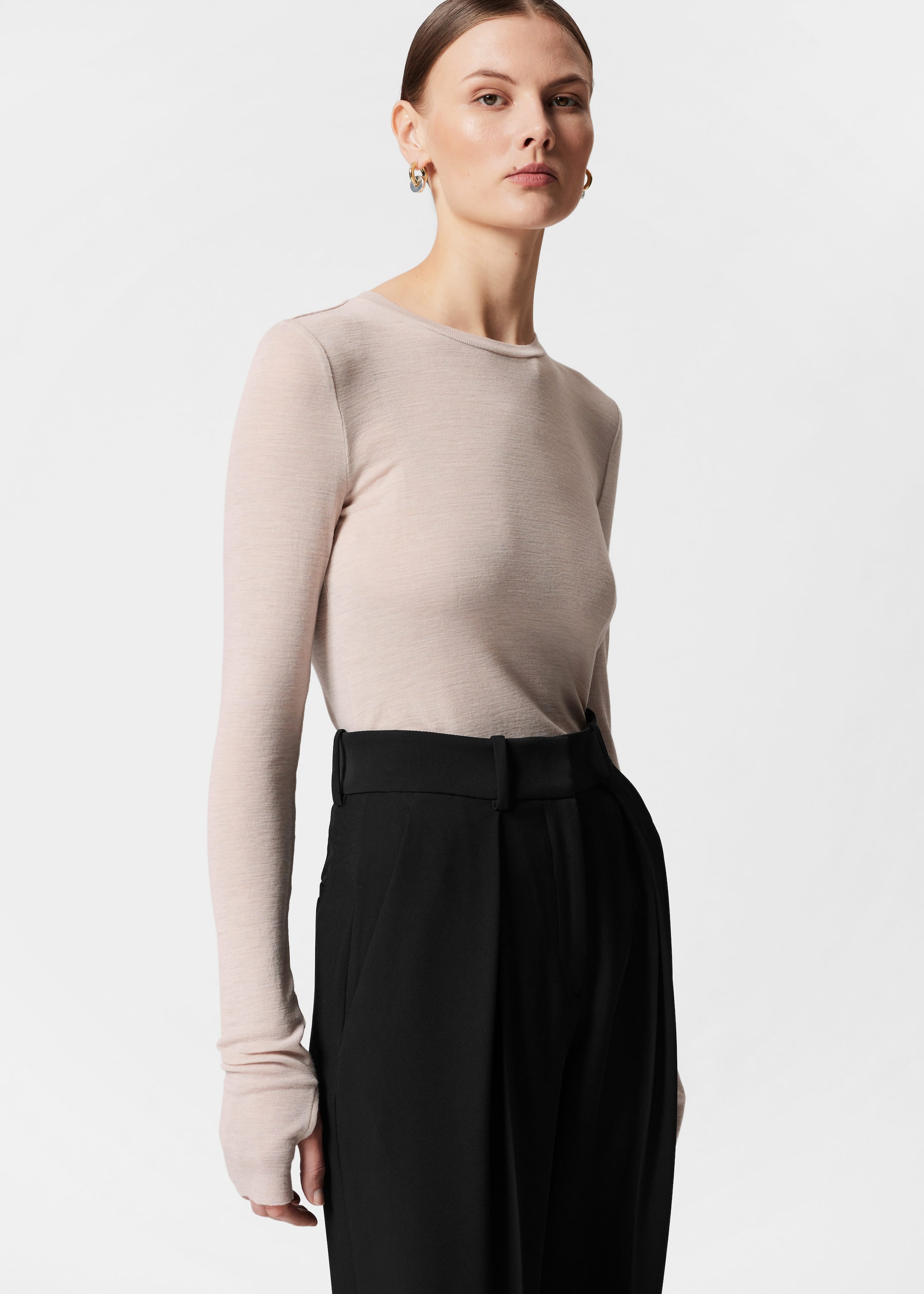 Sheer Wool Top - Mole - Lookbook