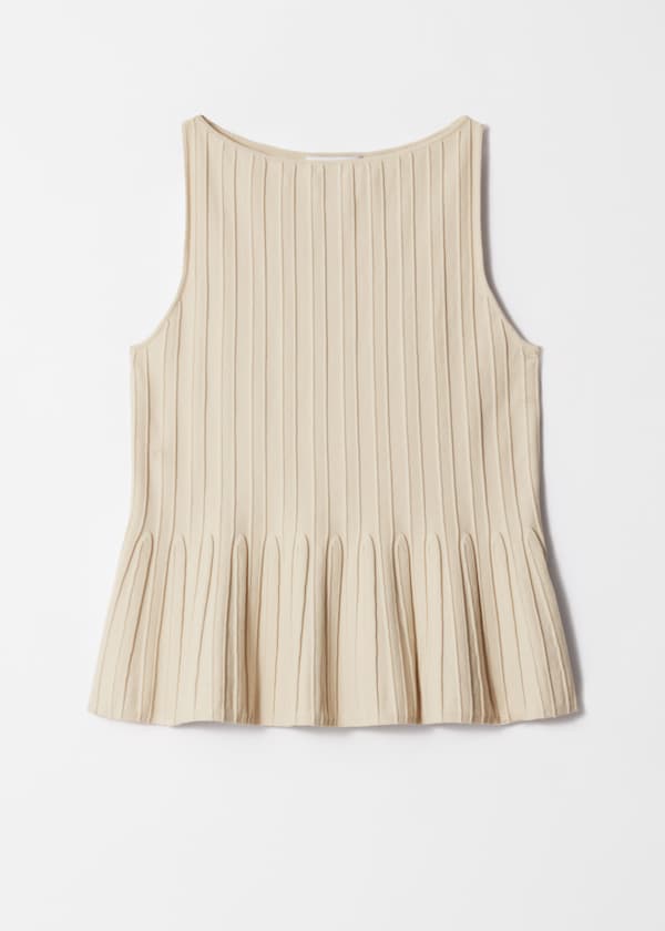 Rib-Knit Peplum Top