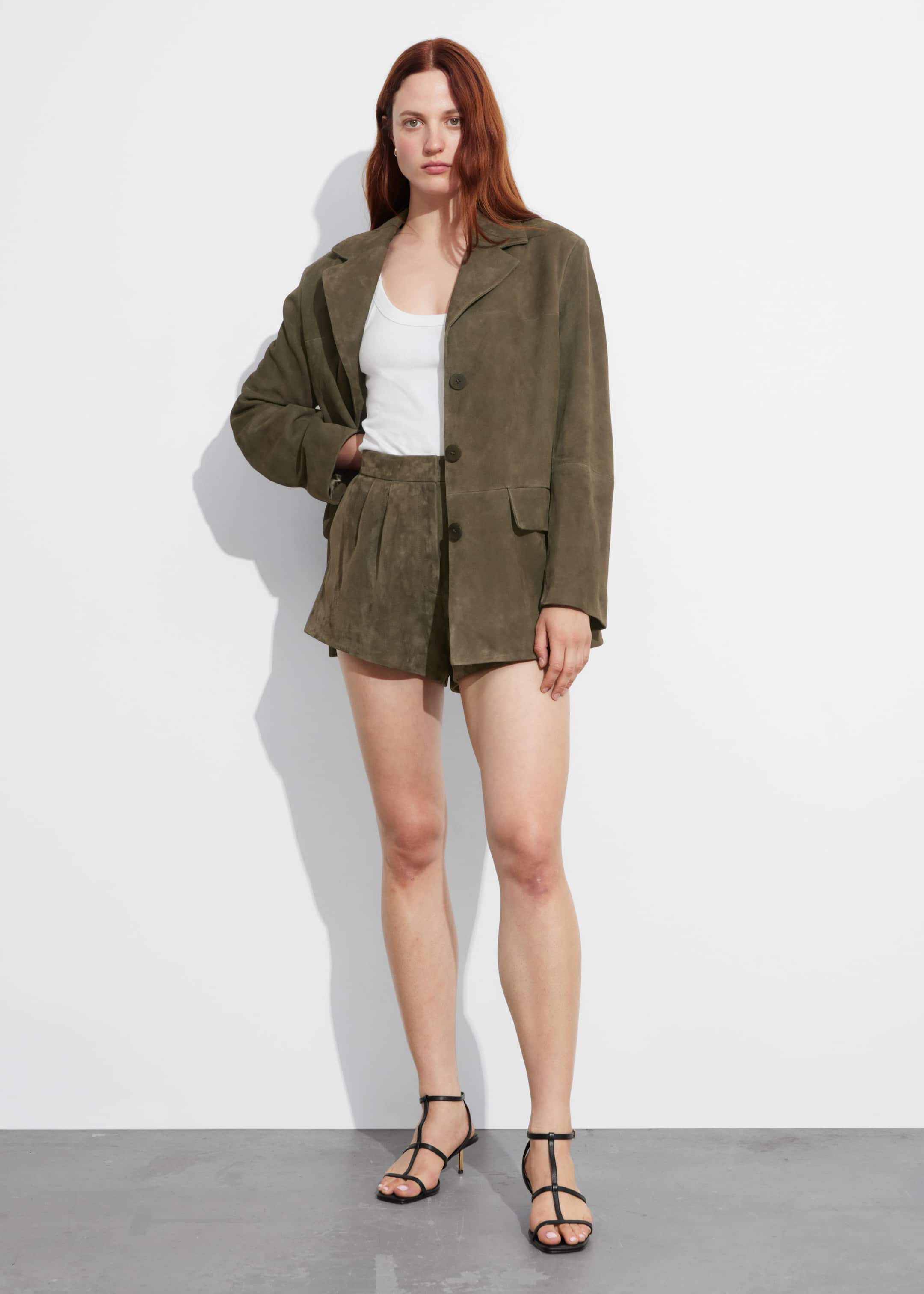 Suede Blazer - Khaki - Lookbook