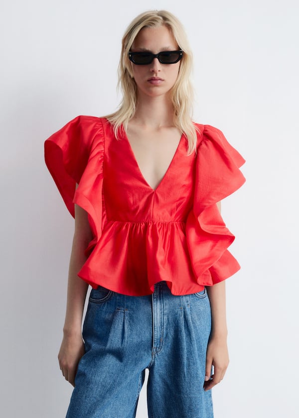 Ruffle V-Neck Blouse
