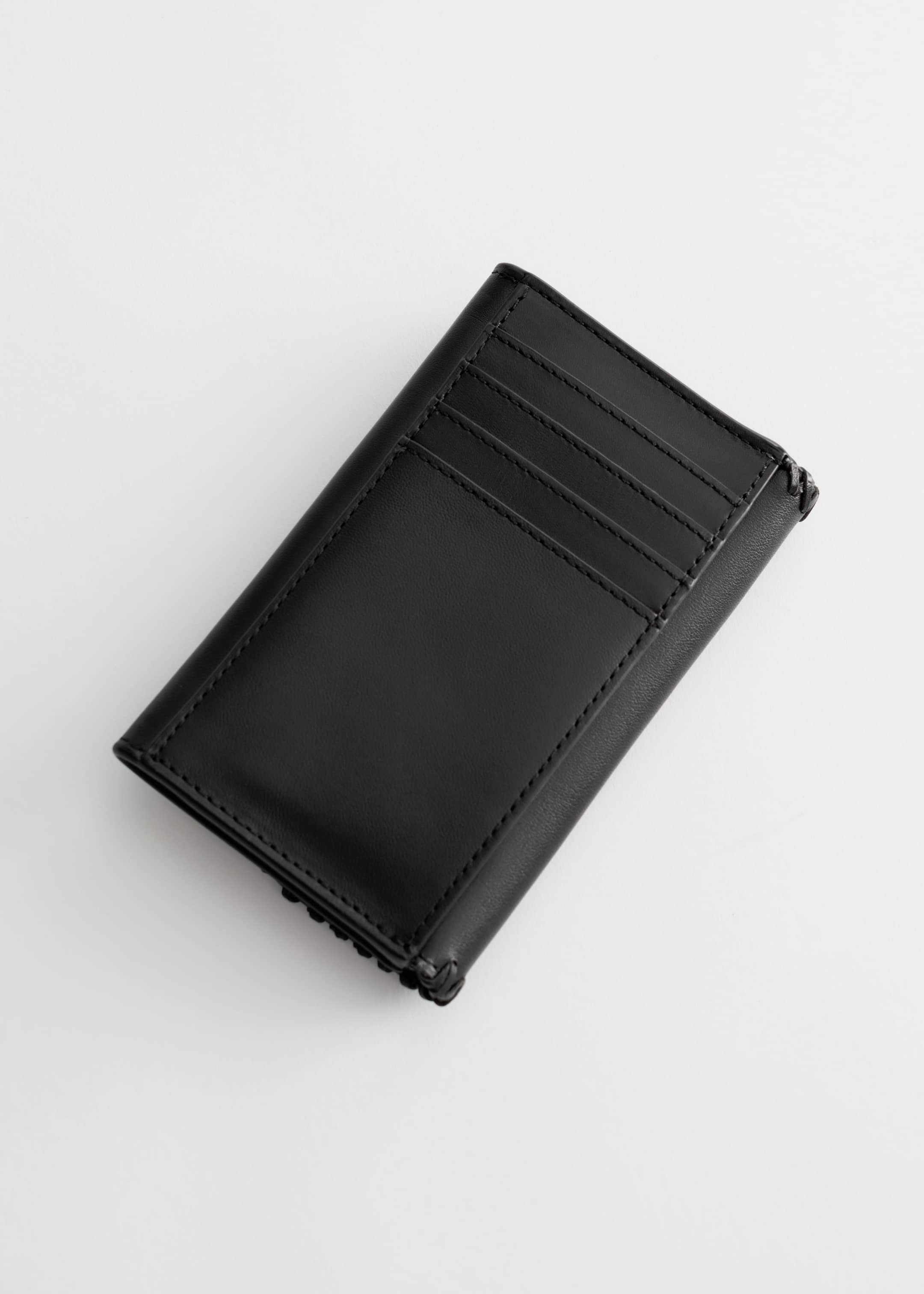 Braided Buckle Leather Wallet - Black - Still Life