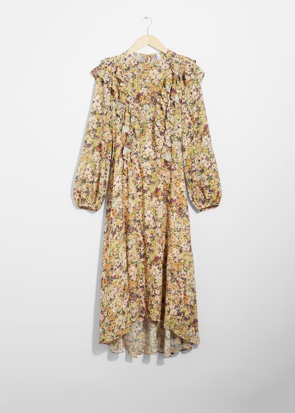 Ruffle-Trimmed Midi Dress