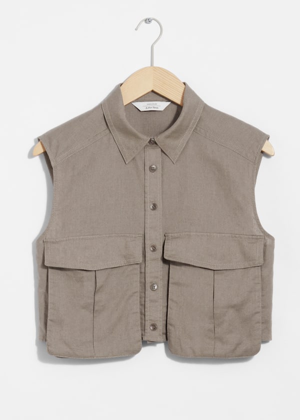 Cropped Patch-Pocket Top