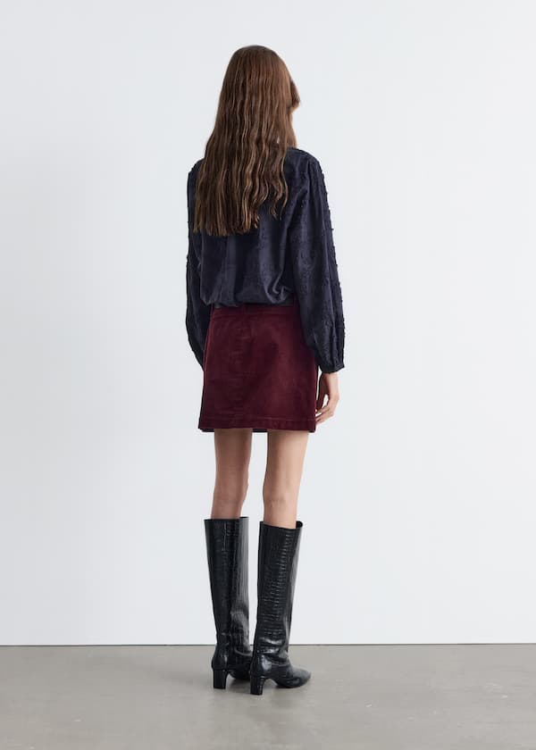 Voluminous Floral-Appliqué Blouse
