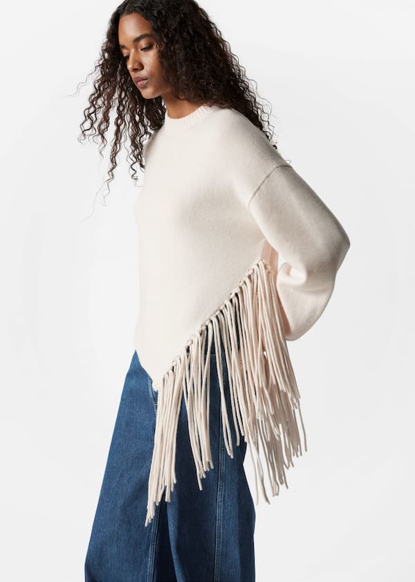 Asymmetric Fringe Sweater