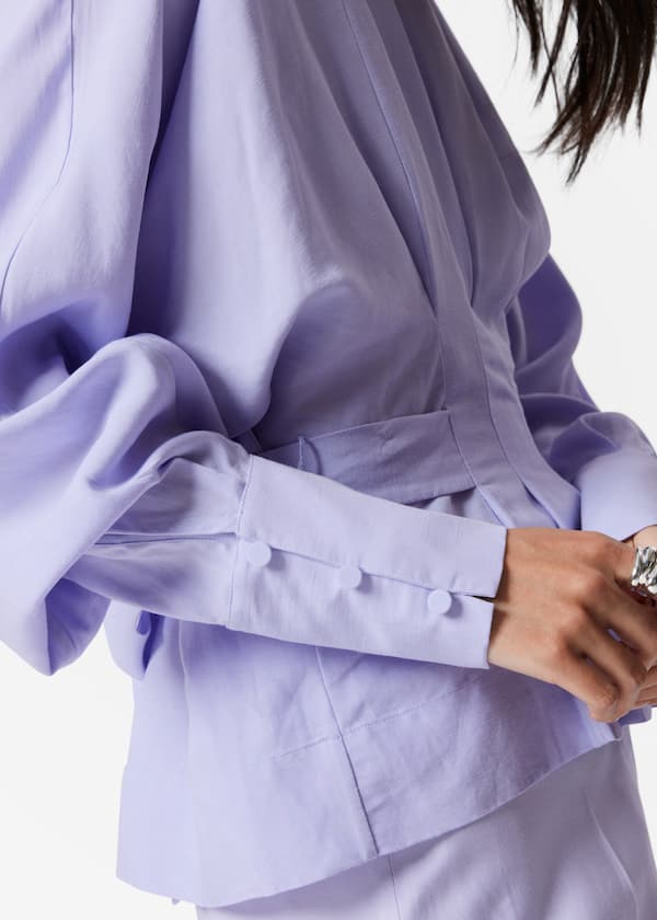 Pleated Boatneck Blouse