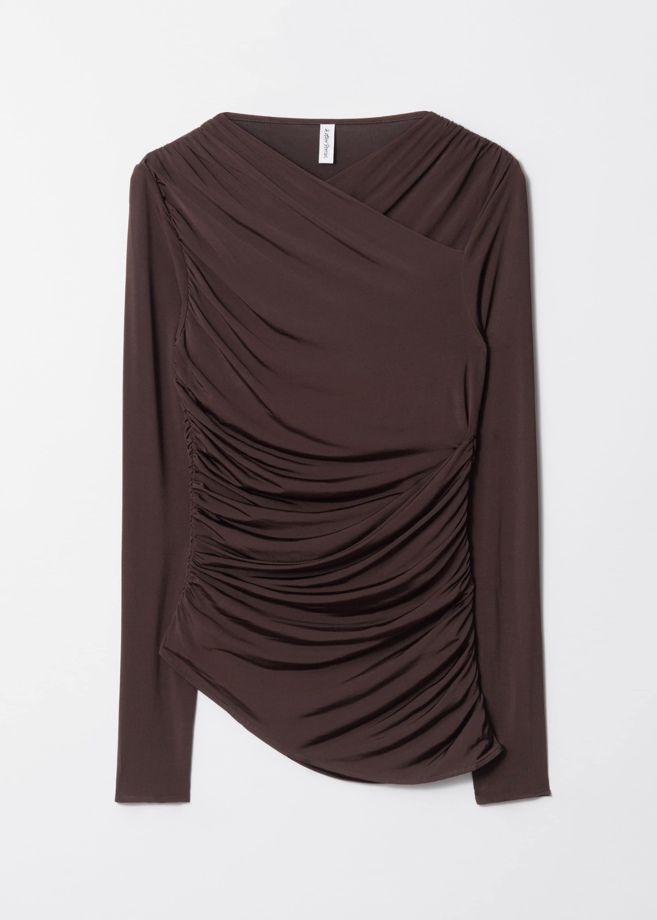 Ruched Wrap Top Brown Long sleeve tops Other Stories NL