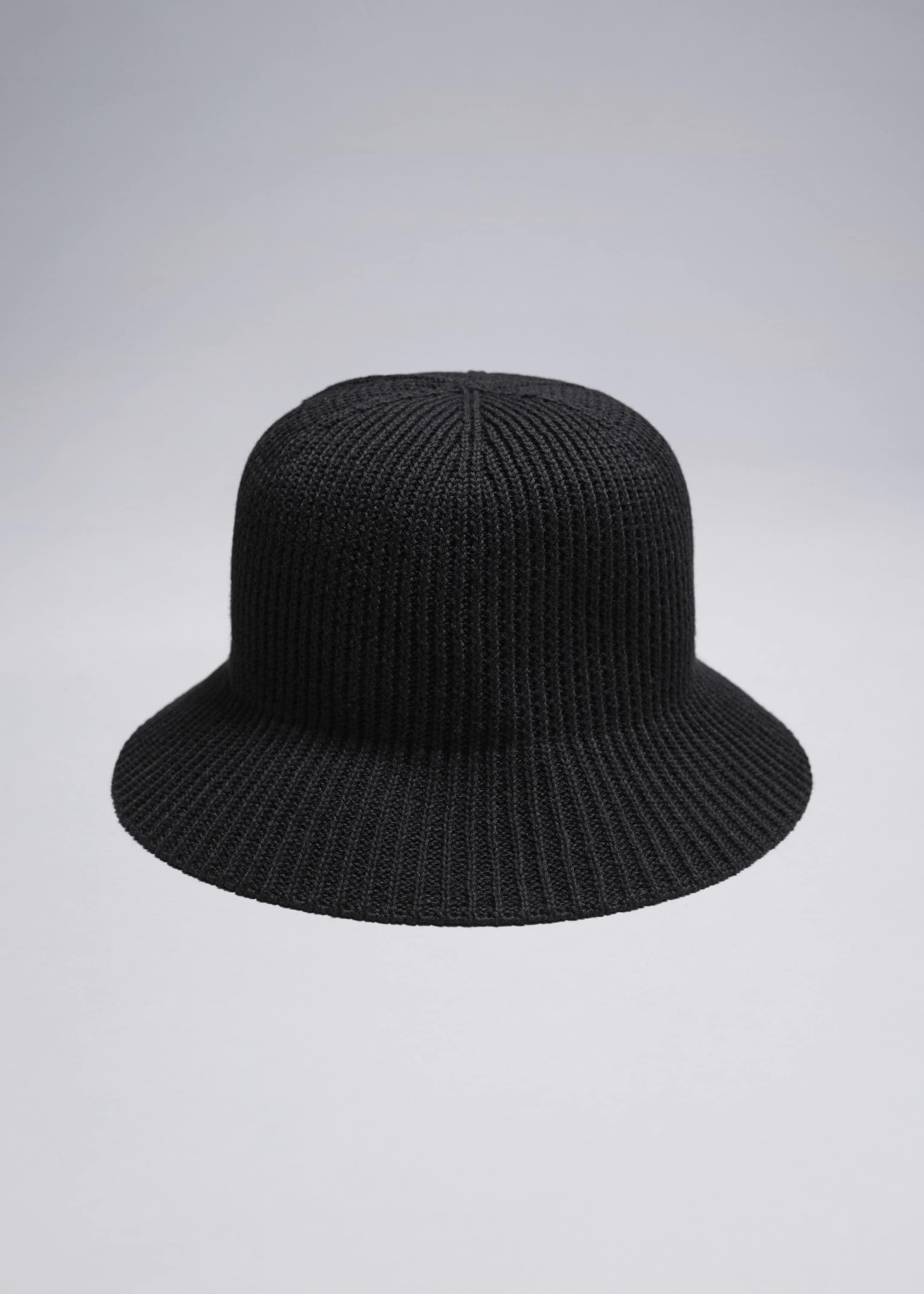 Rib Knitted Bucket Hat - Black - Still Life