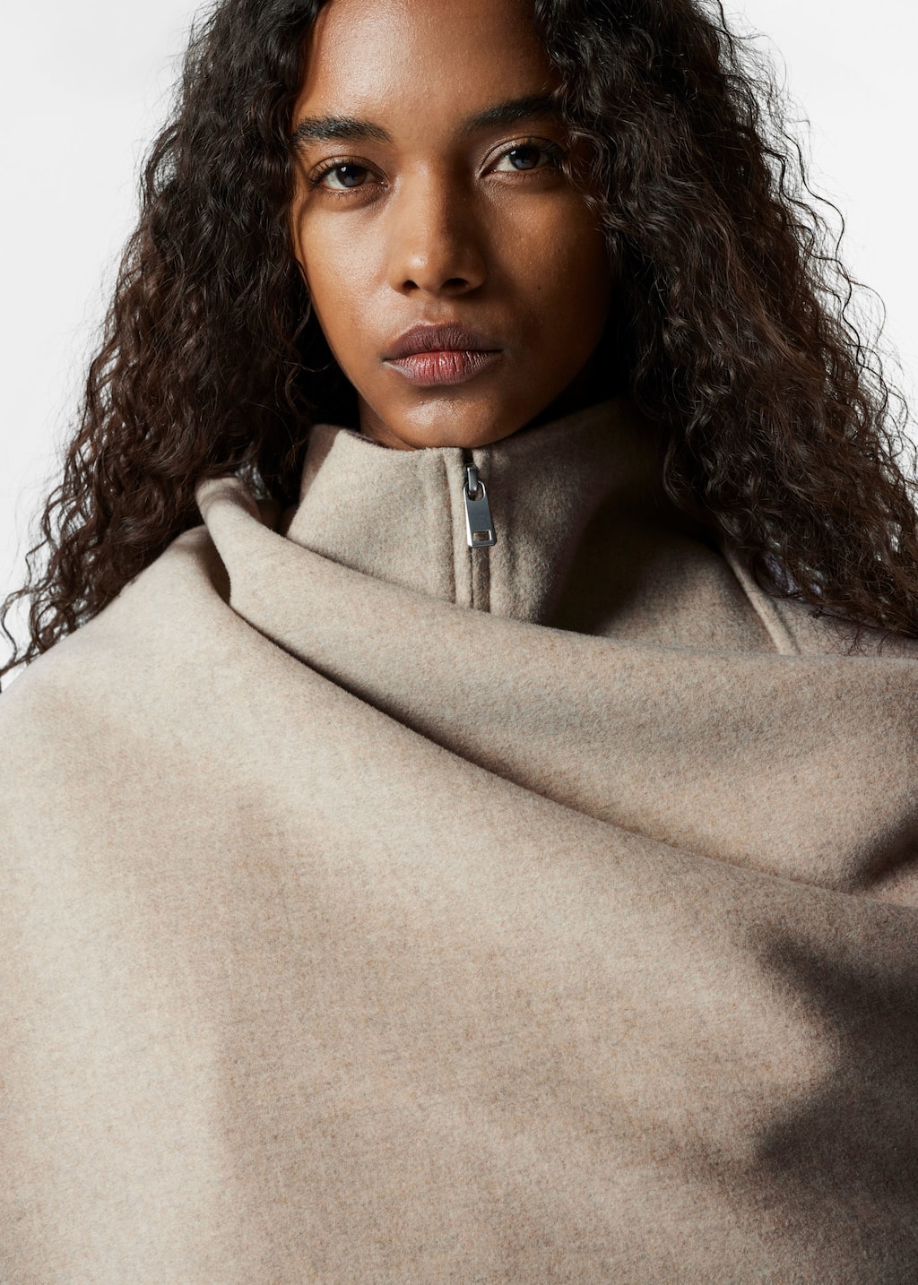 Woman BROWN Jacket in Wool with Leather Detailing
