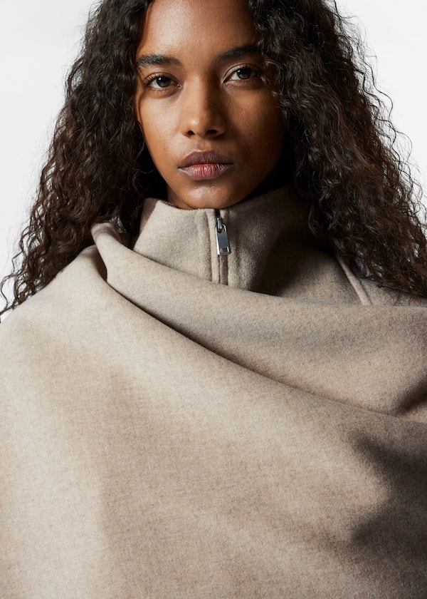 Asymmetric Wool Cape