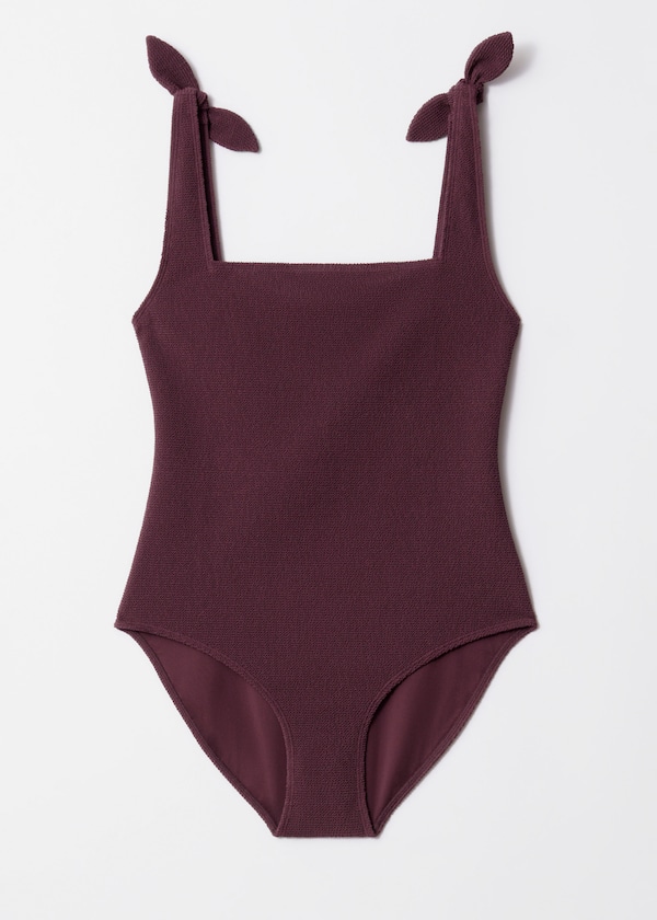 Textured Bow Tie Swimsuit