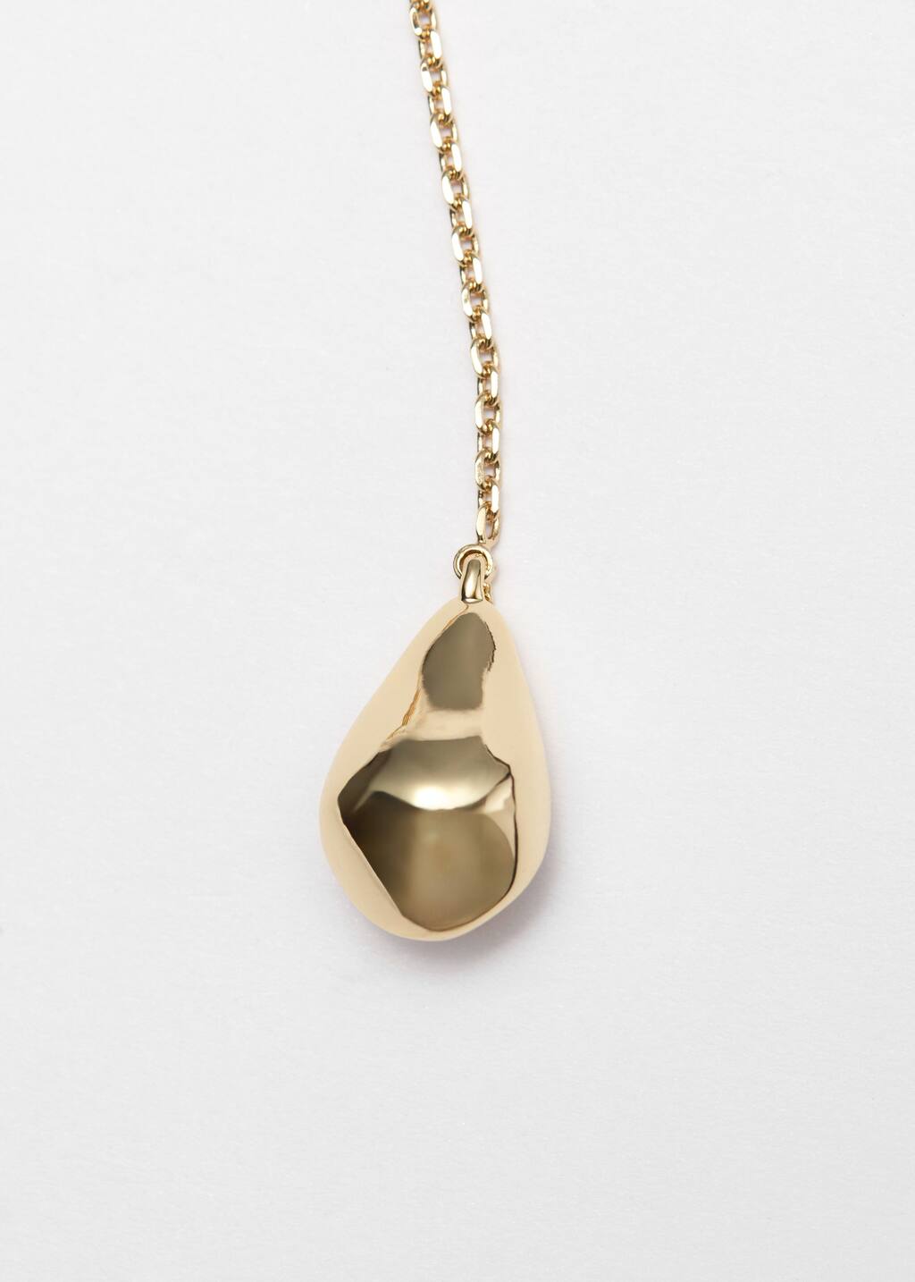 【HYERES LOR】Pebble H Volume Necklace (Gold) Sculpted Pebble Pendant Necklace - Gold - Necklaces
