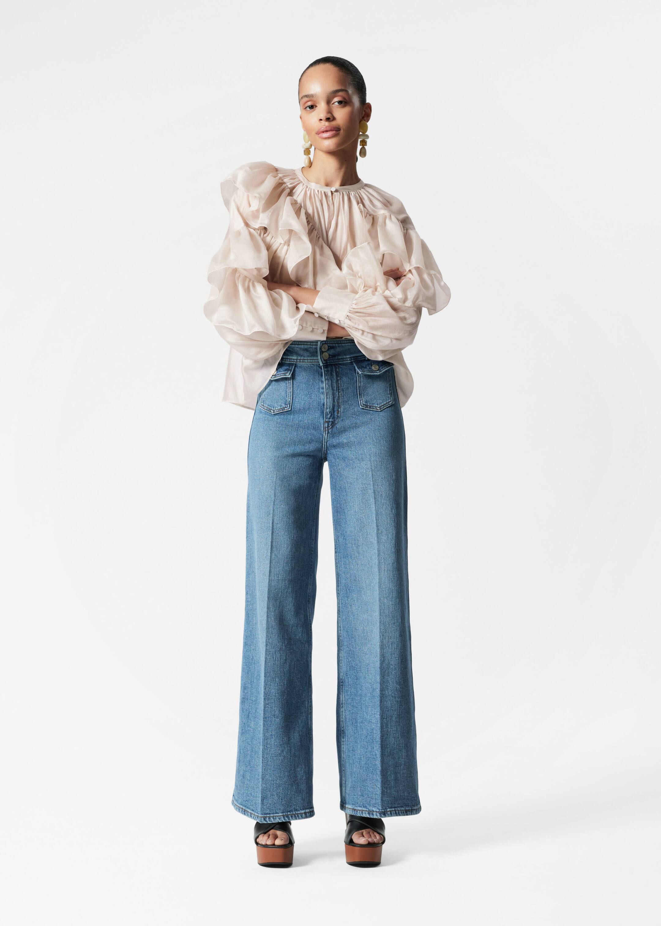 Asymmetric Ruffle Blouse - Cream - Blouses - & Other Stories