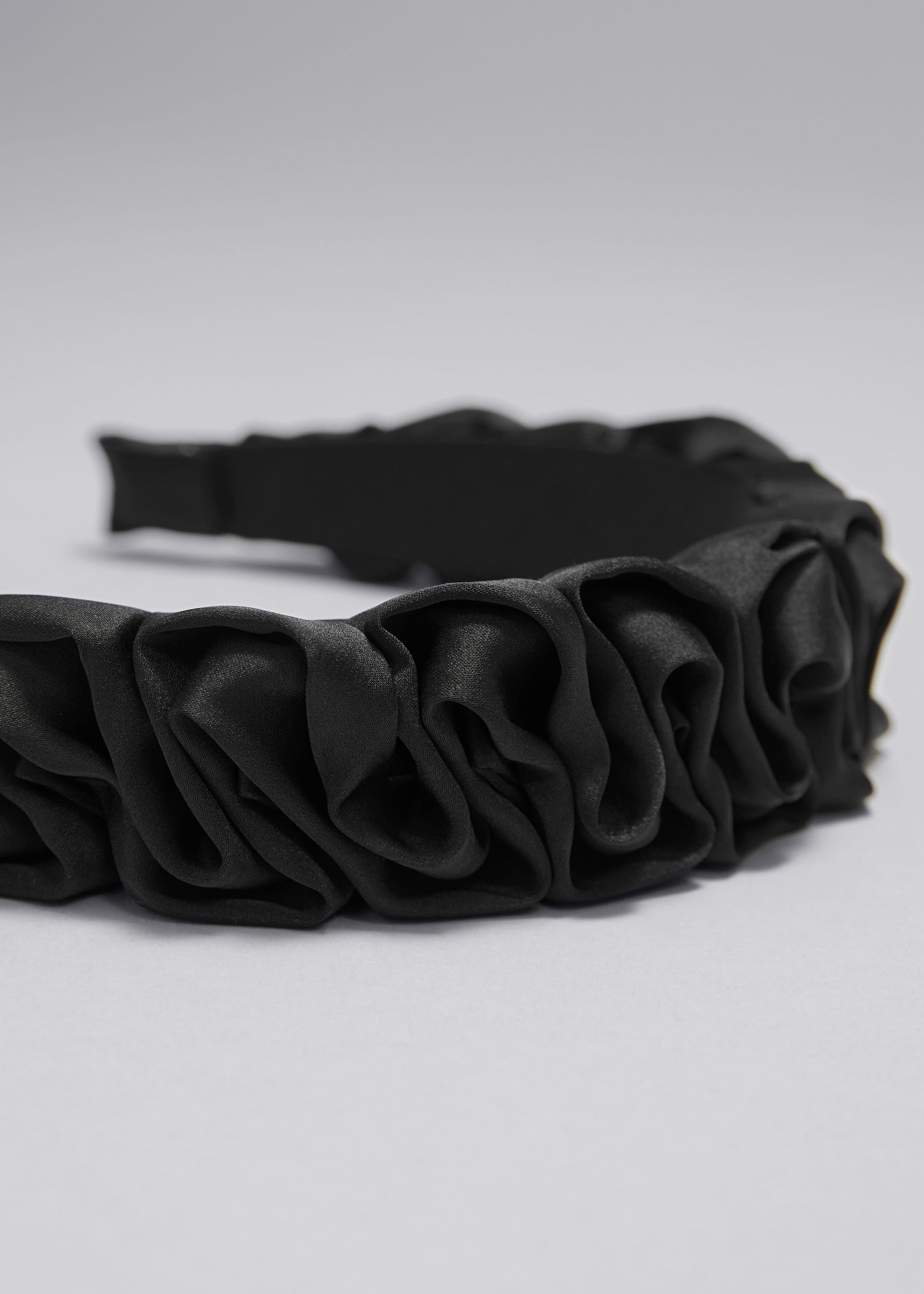 Ruffled Satin Alice Band - {{variantName}} - Descriptive Detail