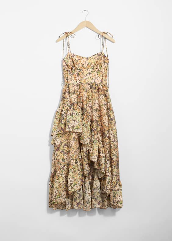Strappy Ruffled Midi Dress