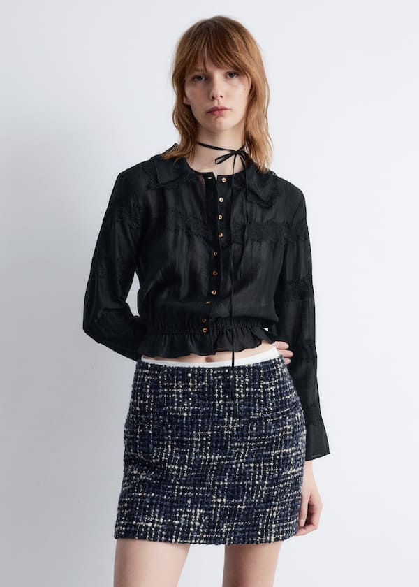 Long-Sleeve Lace Blouse