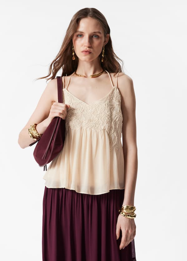 Embroidered Strappy Top