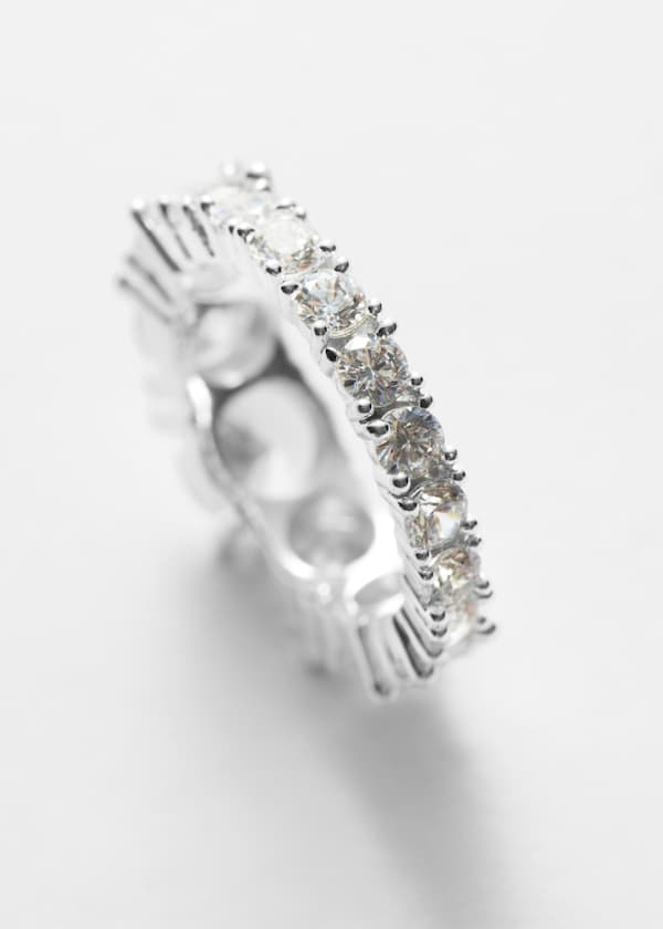 Silver-Tone Crystal Ring