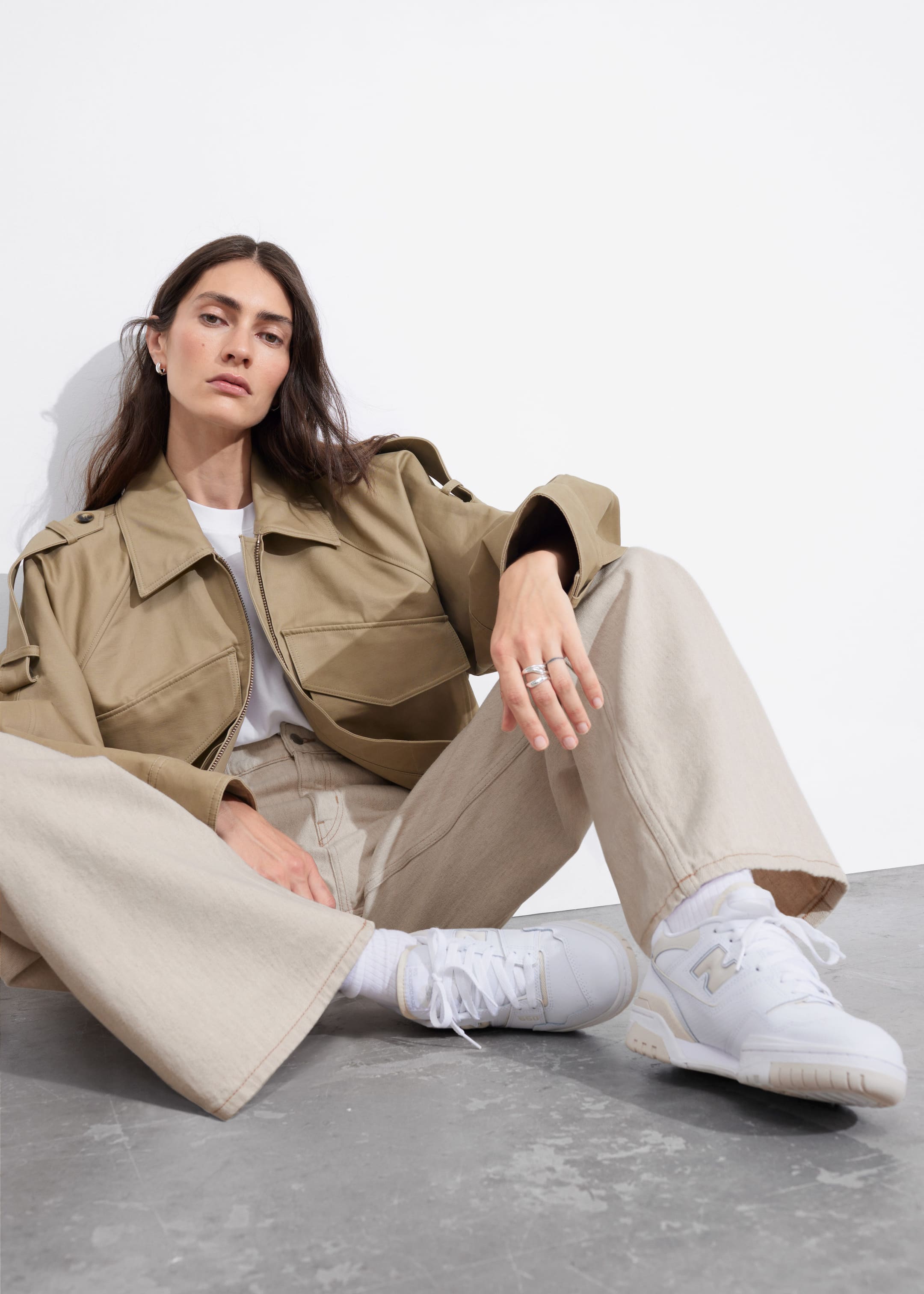 New Balance 550 C Sneakers - Beige/White - Lookbook