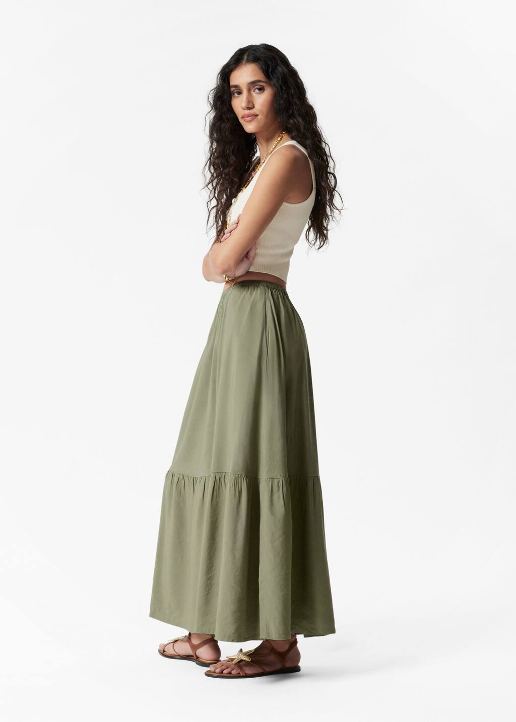 Tiered Midi Skirt - White - Midi skirts - & Other Stories