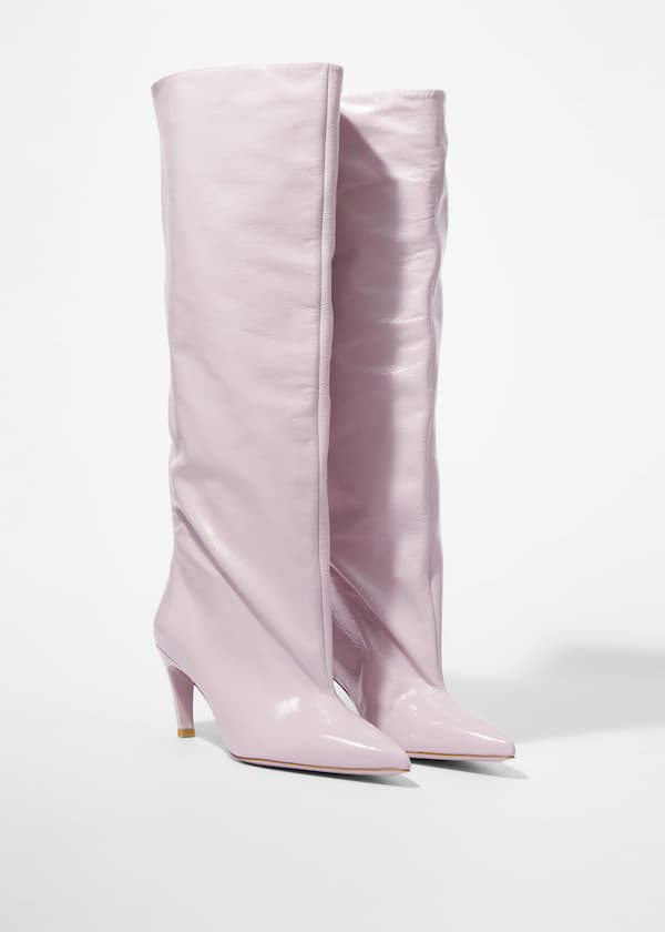 Patent-Leather Knee Boots