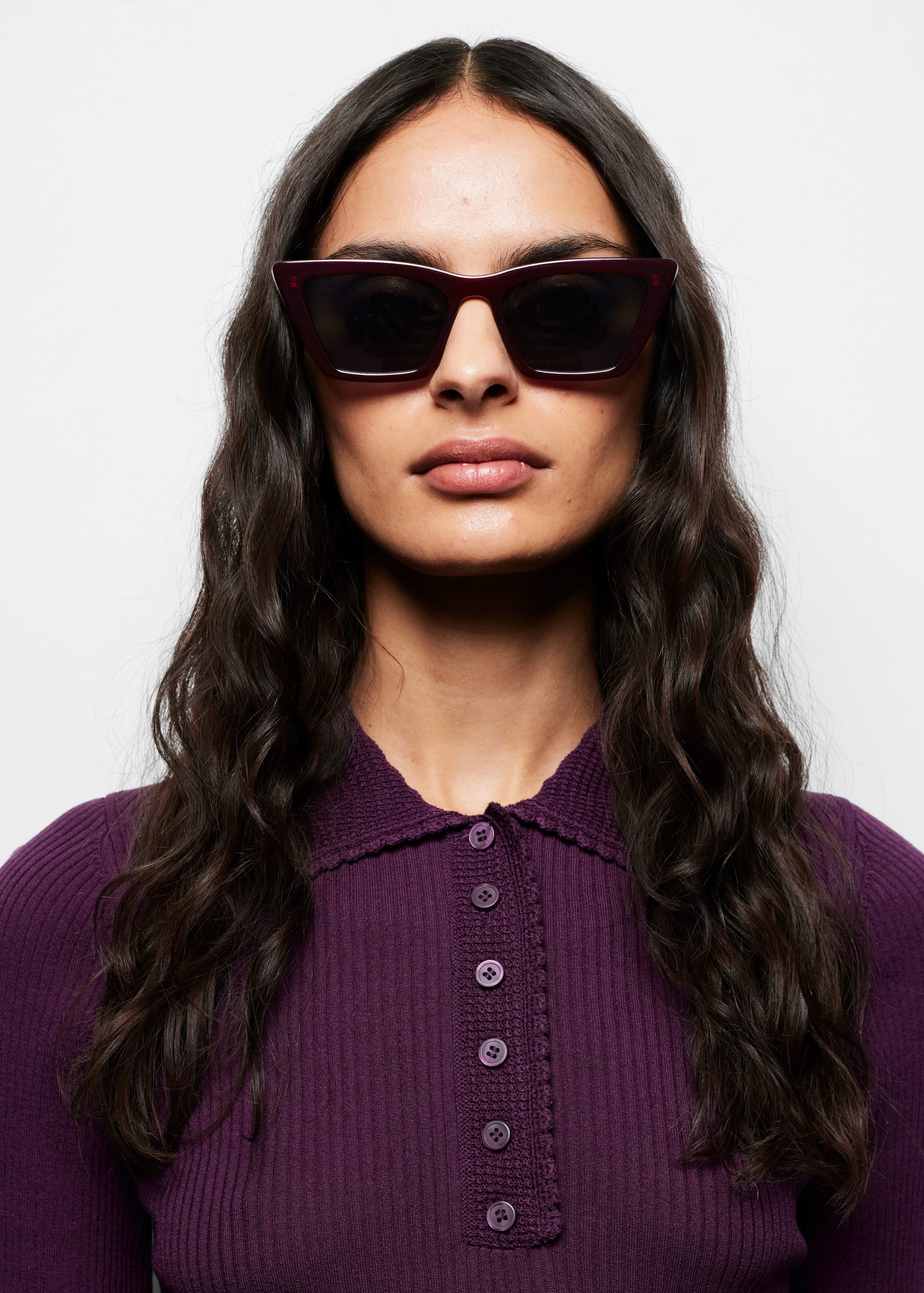 Angular Cat Eye Sunglasses - Brown - Lookbook