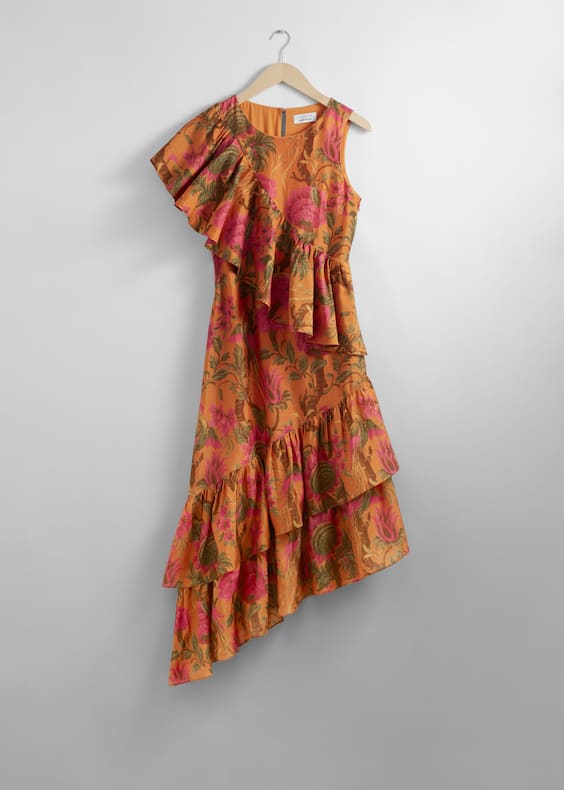 Cascading Ruffle Midi Dress