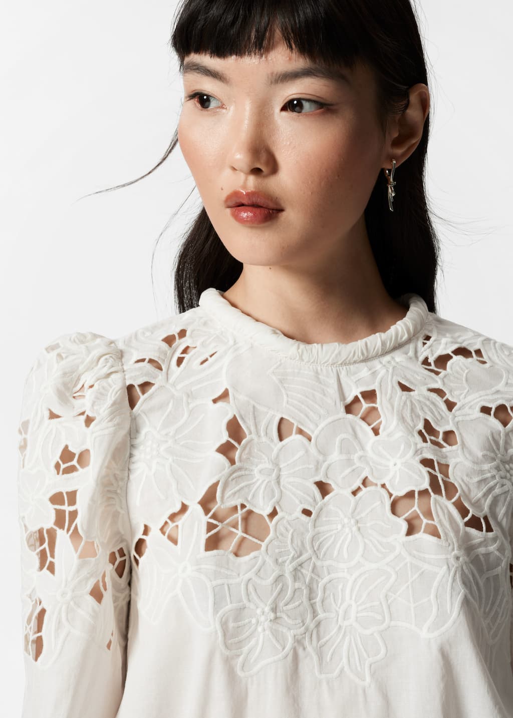 BiBi | Layered Ruffle Sleeve Poplin Top - Off White