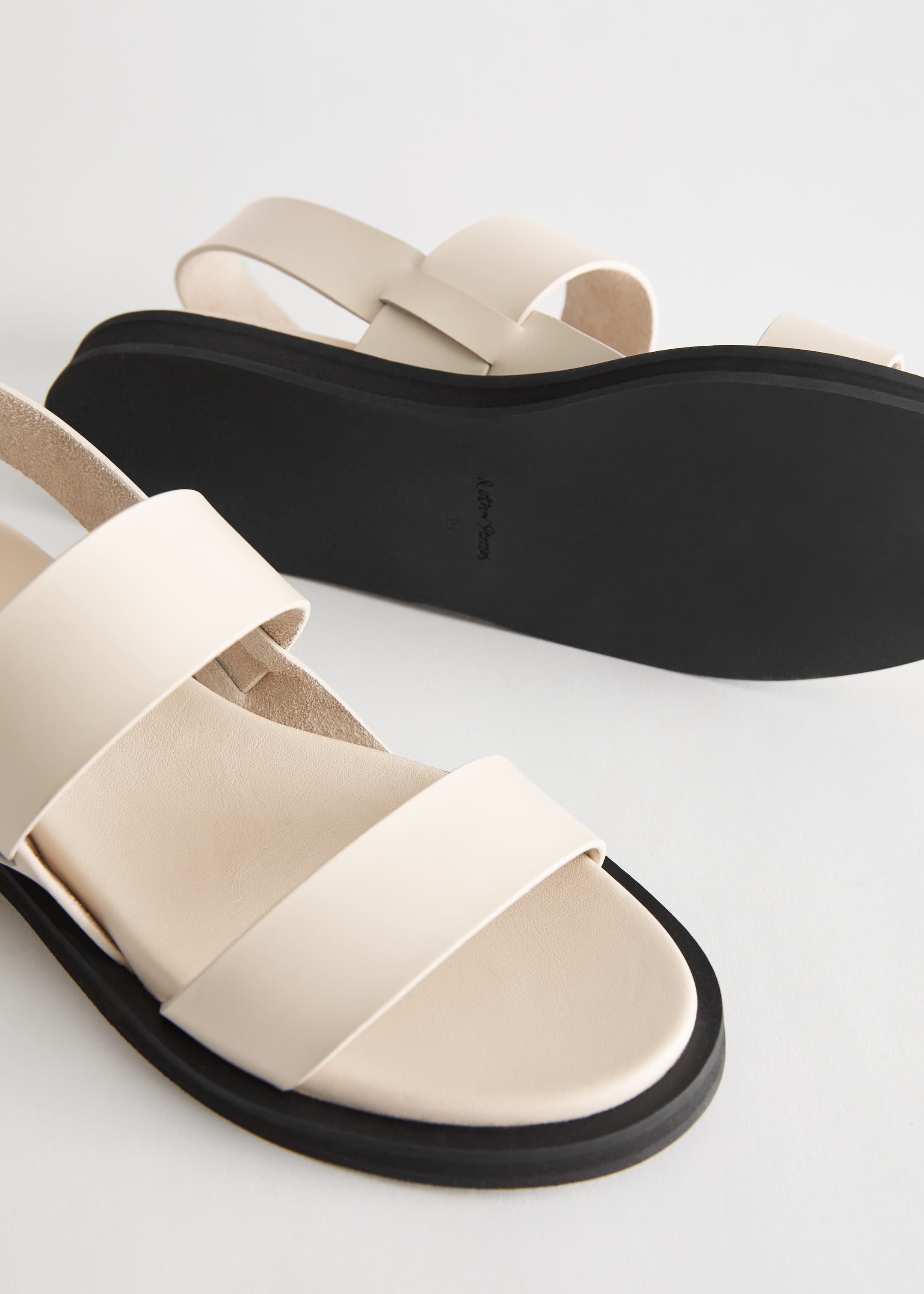 Diagonal Slingback Leather Sandals - {{variantName}} - Descriptive Detail