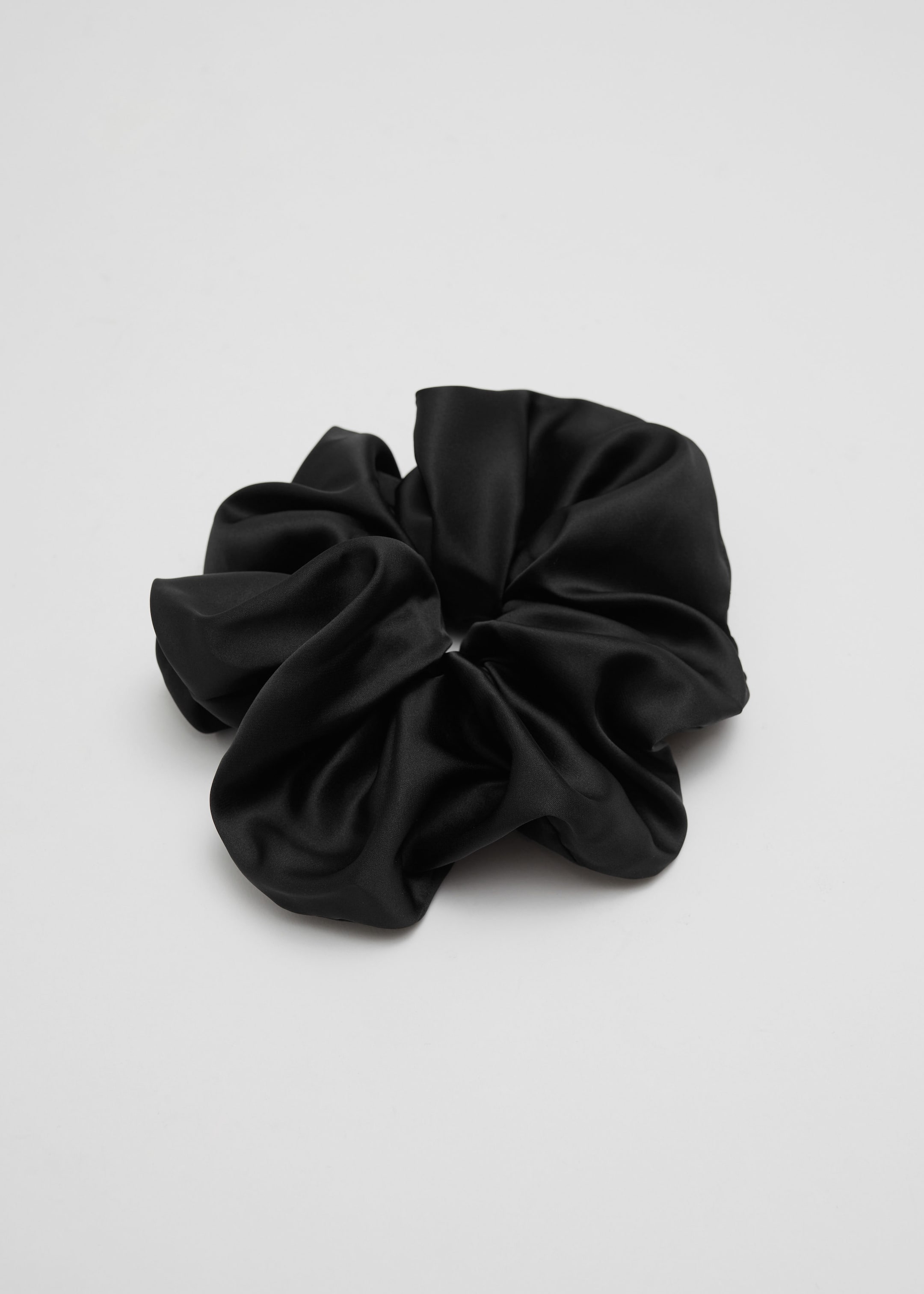 Extra-Large Satin Finish Scrunchie - Black - Still Life