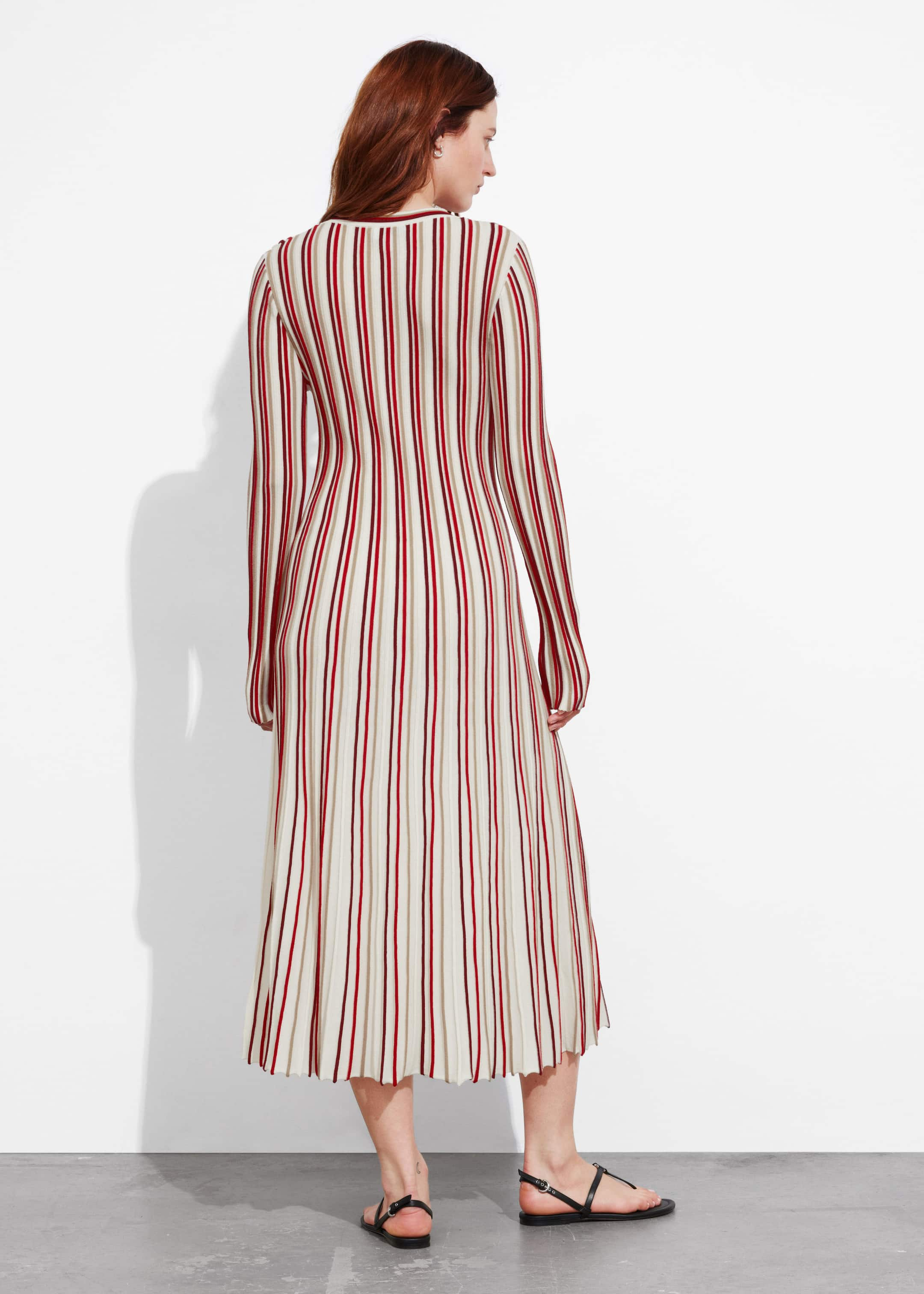 Striped Midi Dress - Red Stripes - Lookbook