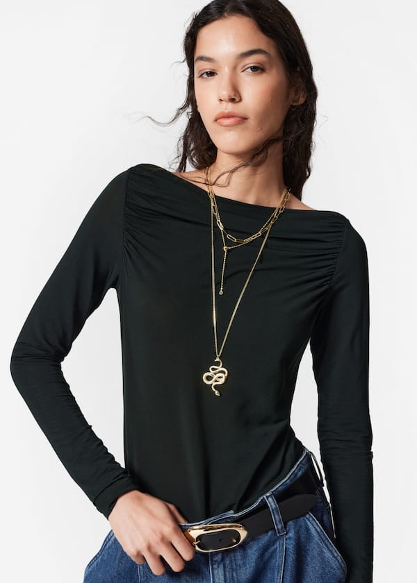 Draped Boatneck Top