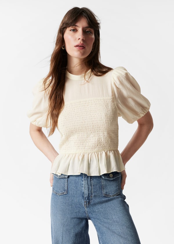 Smocked Peplum Blouse