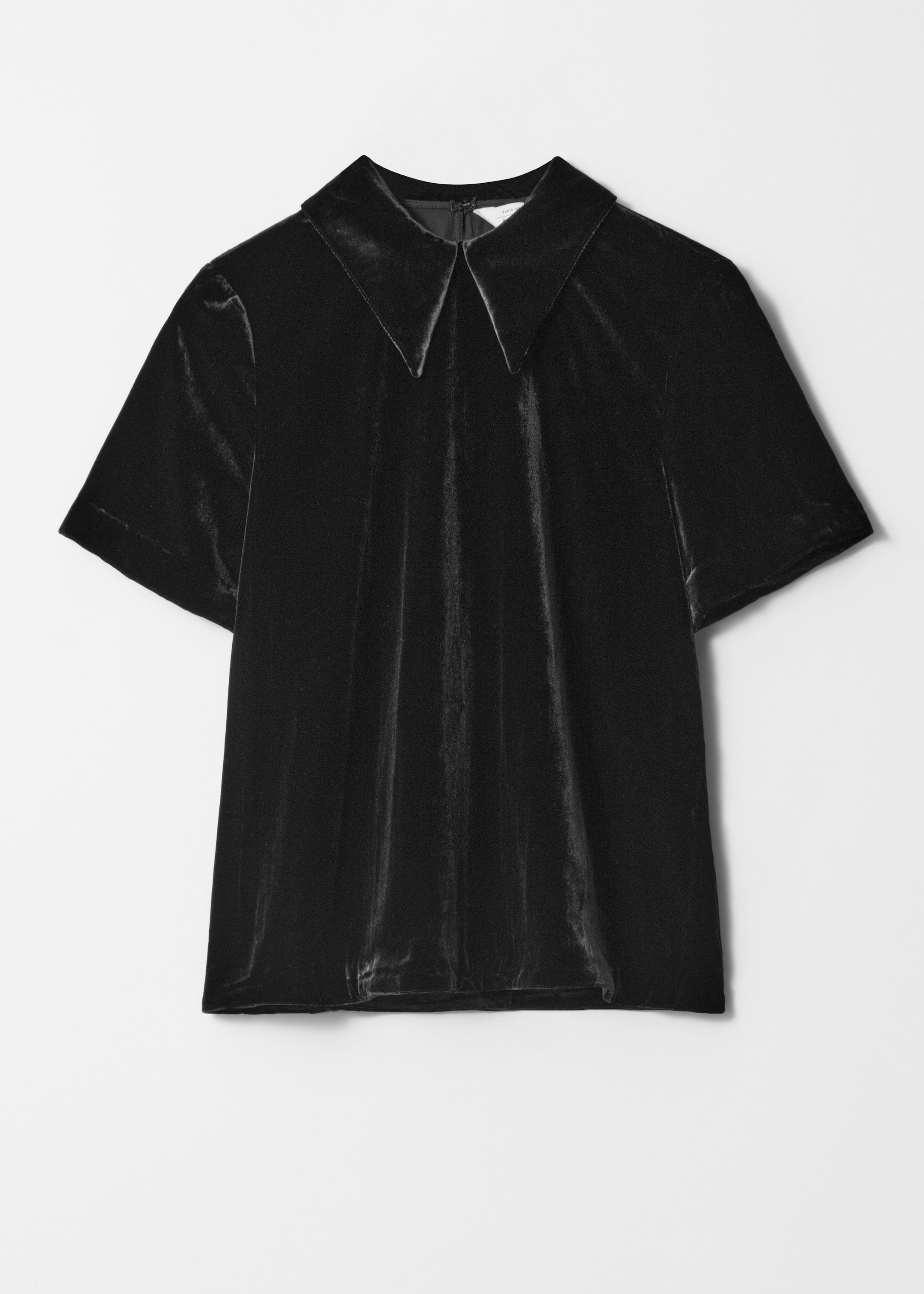 Collared Velvet Blouse - Black - Still Life