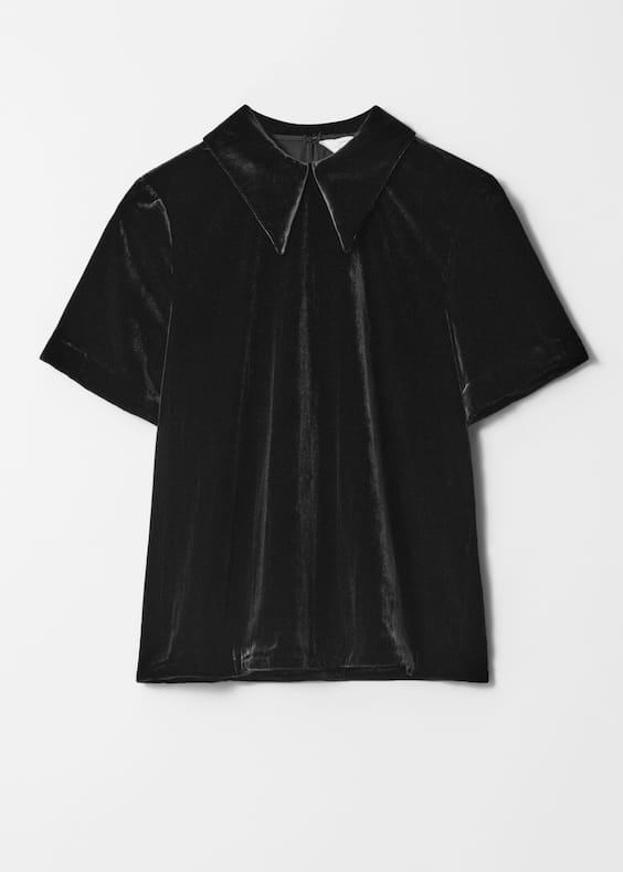 Collared Velvet Blouse