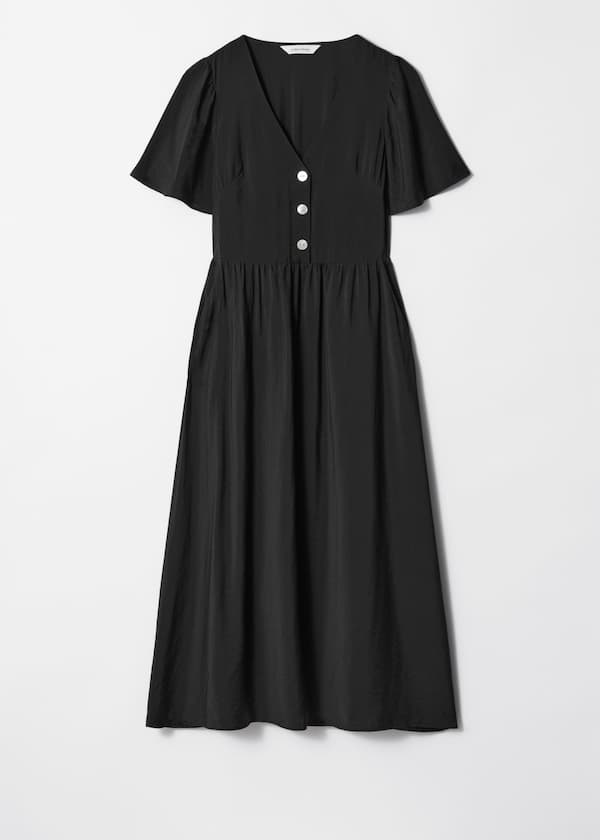 Flutter-Sleeve Midi Dress