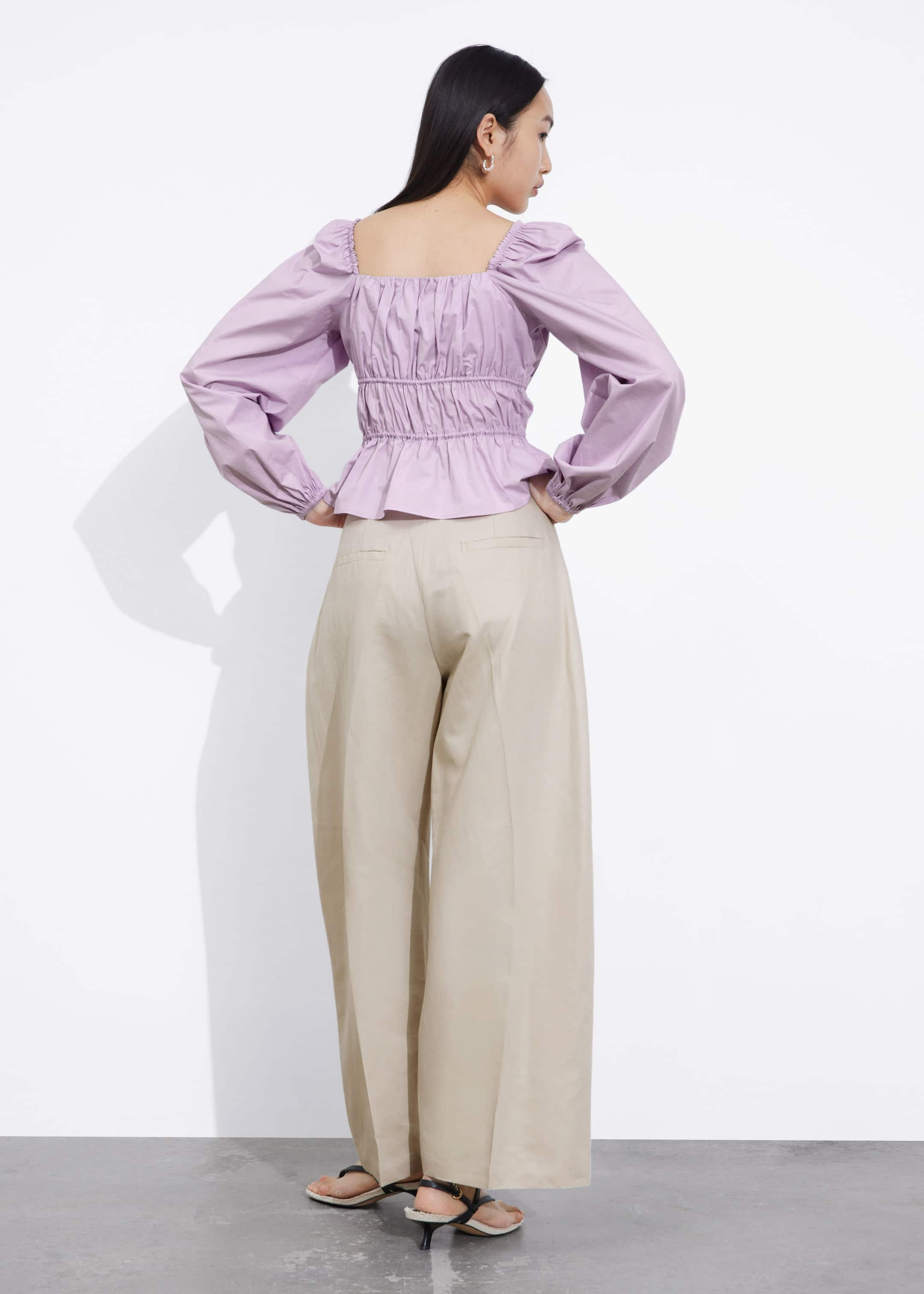 Gathered Blouse - Lilac - Lookbook