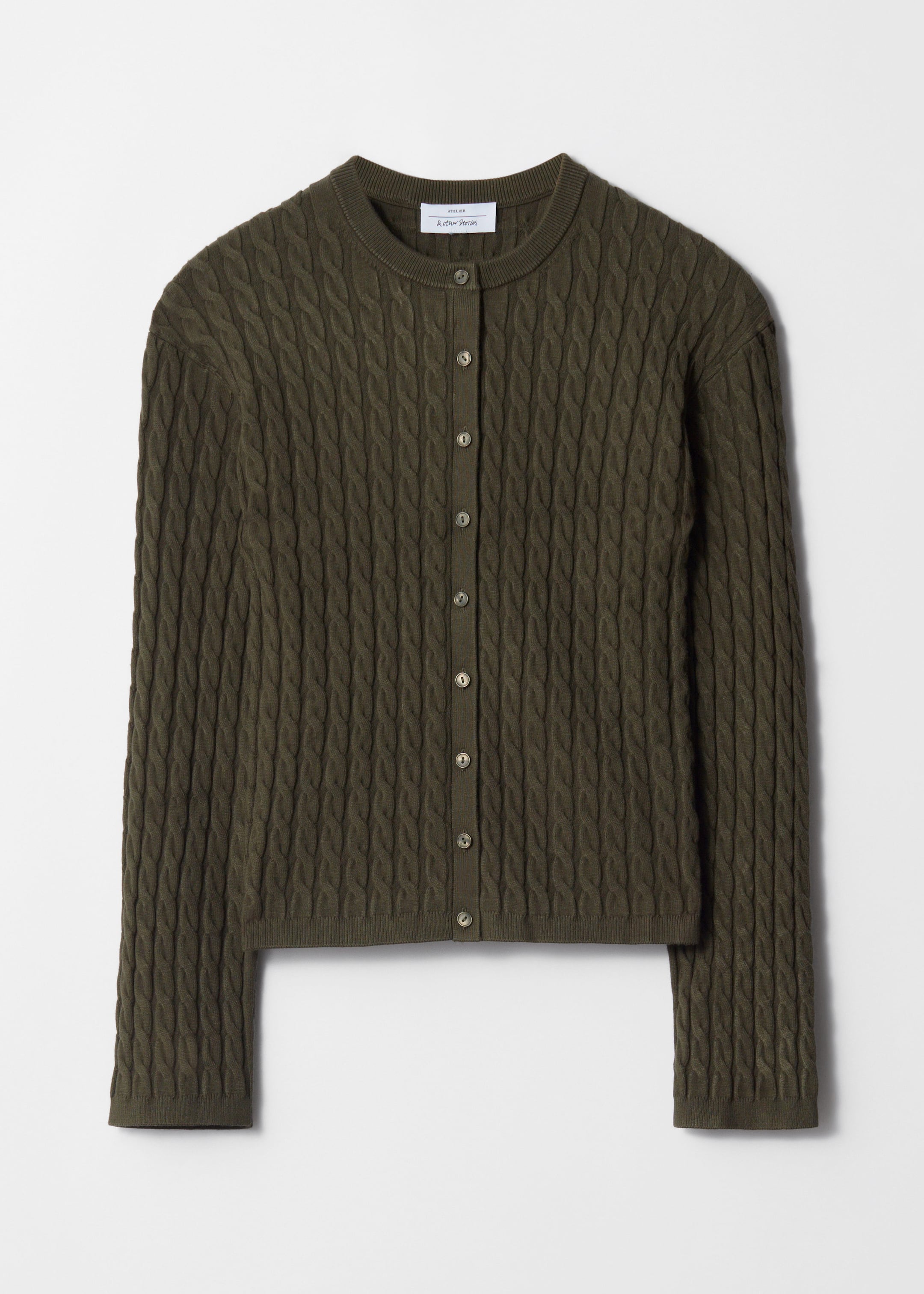 Cable-Knit Cardigan - Khaki - Still Life