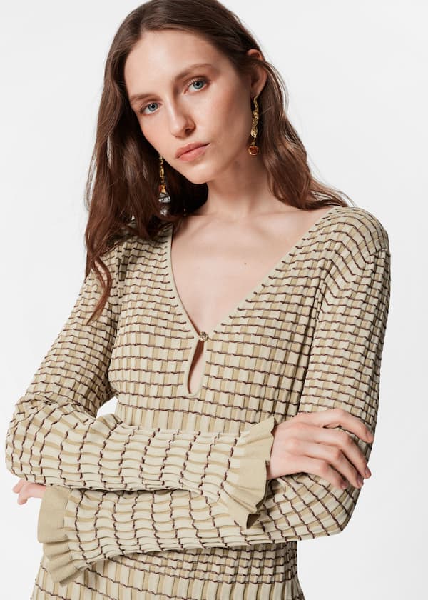 Knitted Long-Sleeve Mini Dress