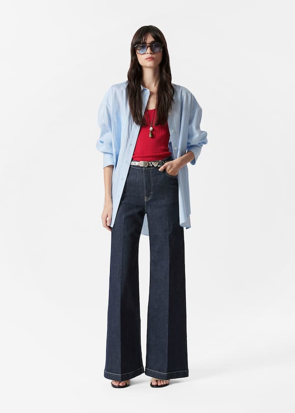 Wide Press-Crease Jeans