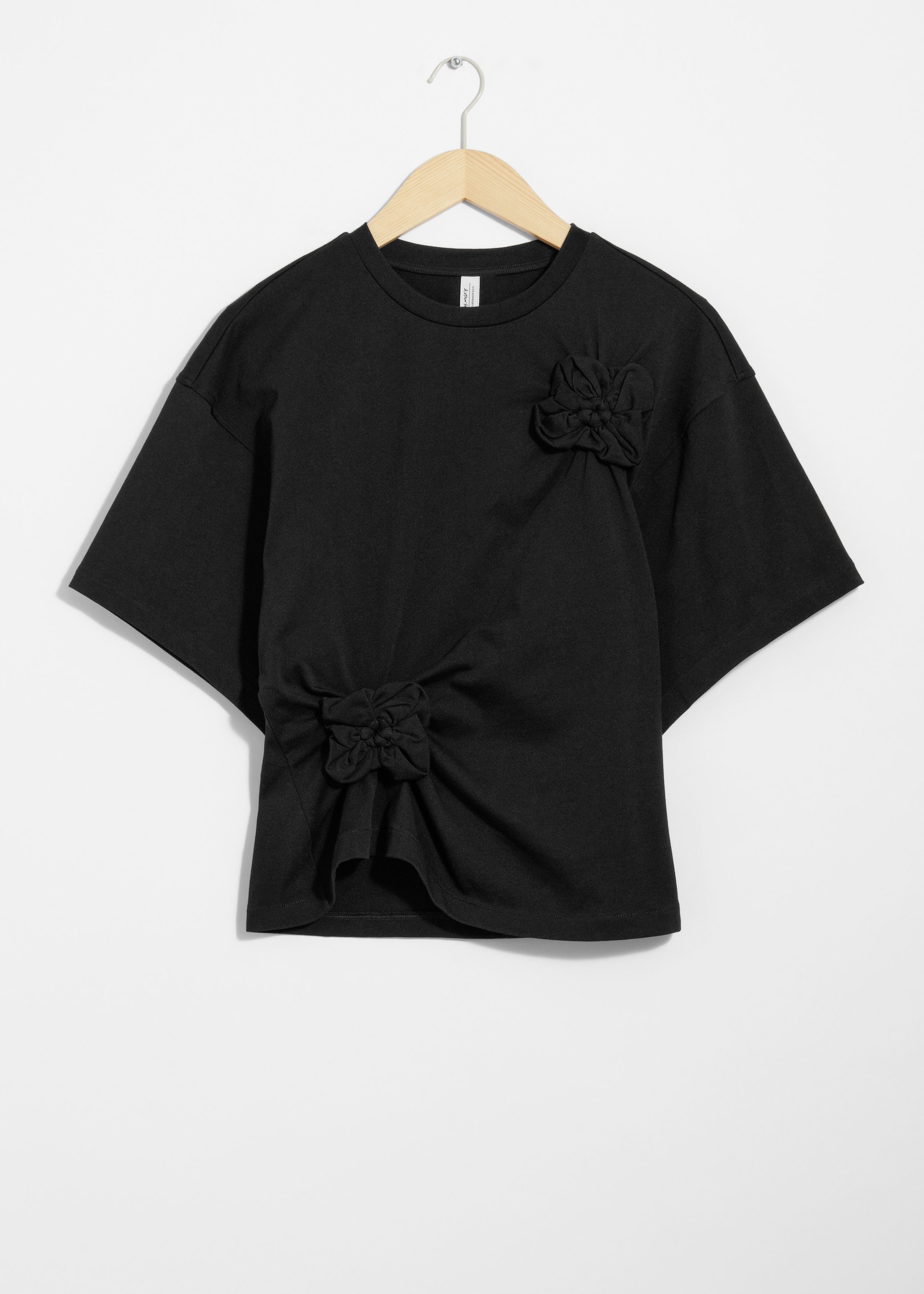 Image of Floral-Appliqué T-Shirt