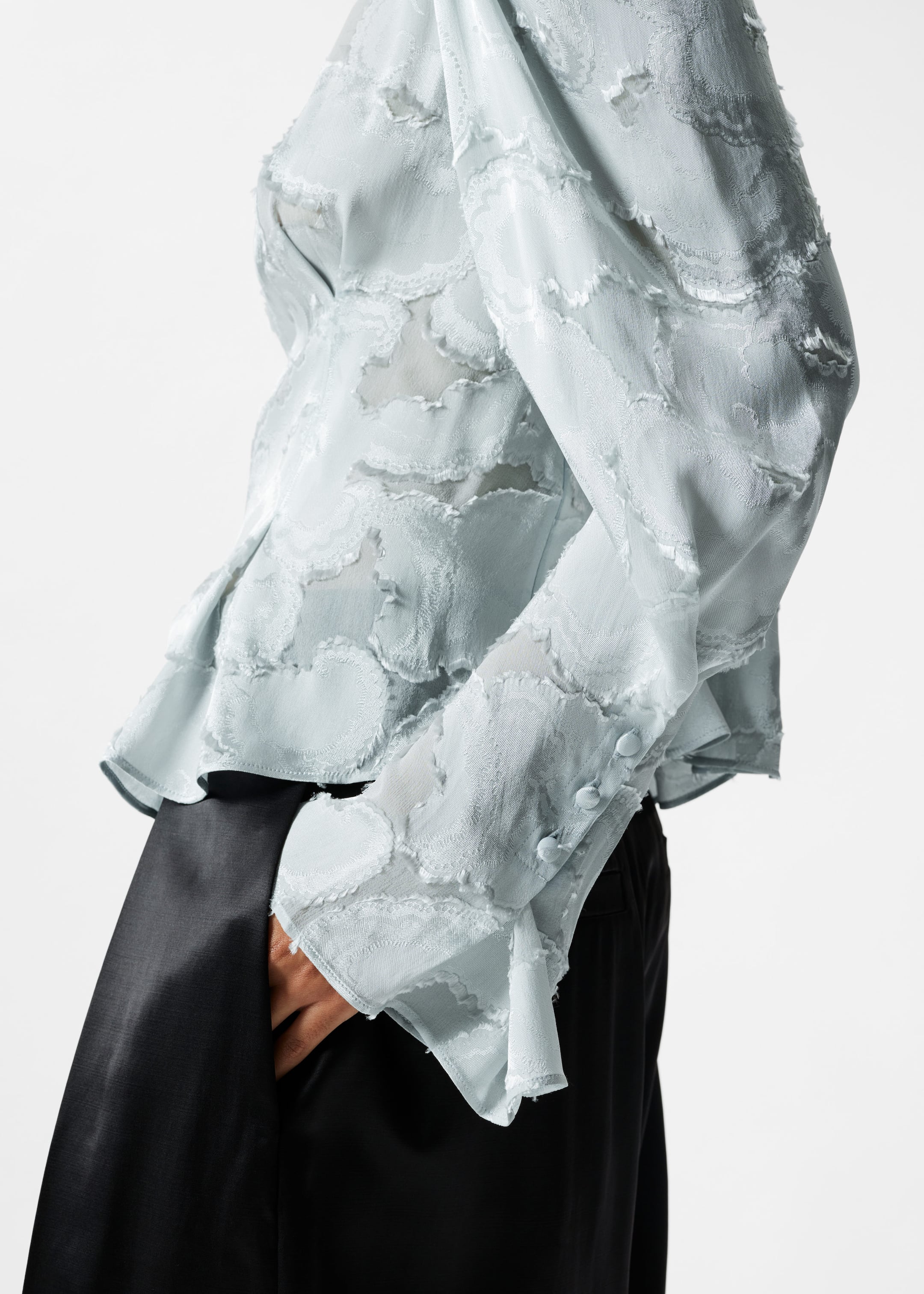 Silk-Blend Jacquard Blouse - Pale Blue - Lookbook