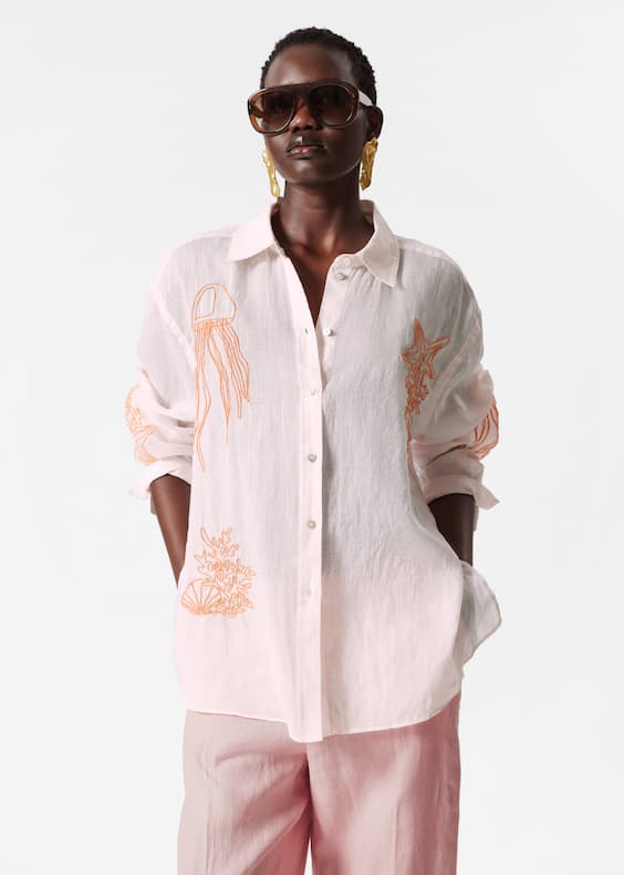 Embroidered Ramie Shirt